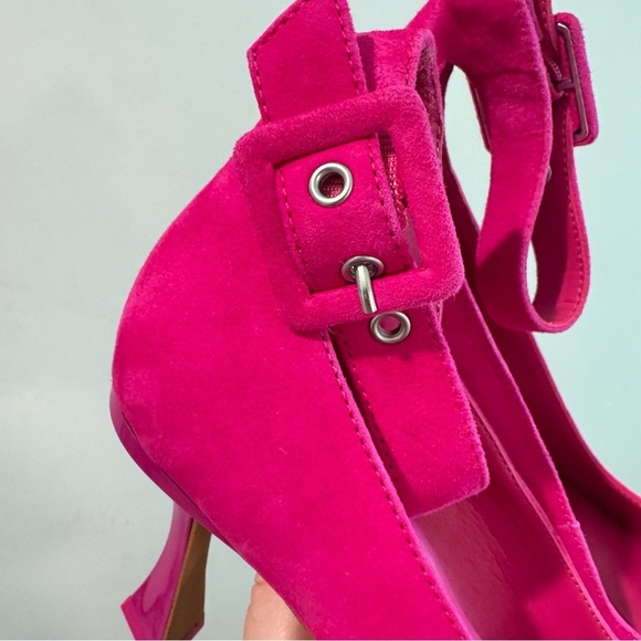 NWOT Gianni Bini Steffi Hot Pink Suede Ankle Buckle Pumps Size 7M - Picture 2 of 7